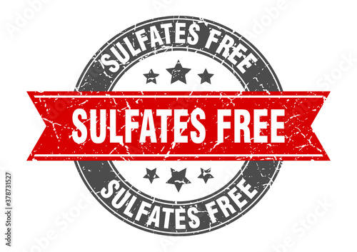 sulfates free round stamp with ribbon. label sign