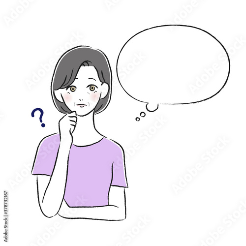 疑問を持つ女性　考える　吹き出し