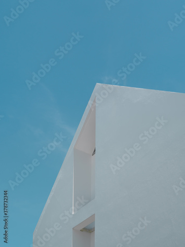 Perspective of building with clearly blue sky