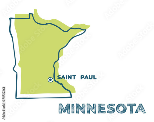 Doodle vector map of Minnesota state of USA