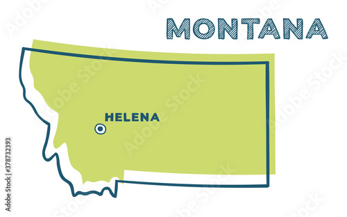 Doodle vector map of Montana state of USA