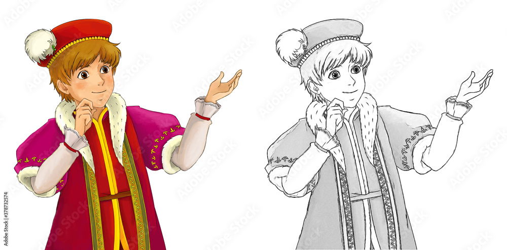 cartoon scene with medieval prince illustration cartoon scene with medieval prince illustration