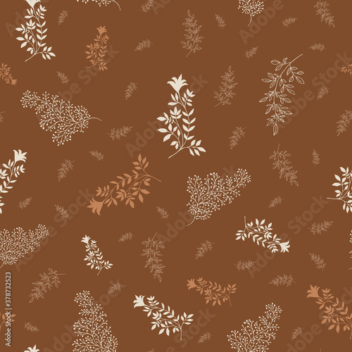 Jacquard effect wild meadow grass seamless vector pattern background. Monochrome aqua blue backdrop of scattered leaves. Damask style design. Botanical modern foliage repeat. All over print.