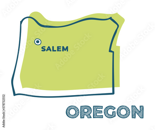 Doodle vector map of Oregon state of USA