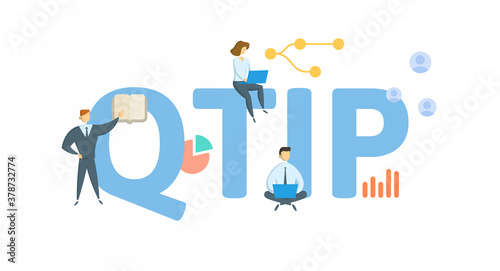 QTIP, Qualified Terminable Interest Property. Concept with keywords, people and icons. Flat vector illustration. Isolated on white.