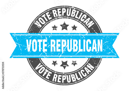 vote republican round stamp with ribbon. label sign