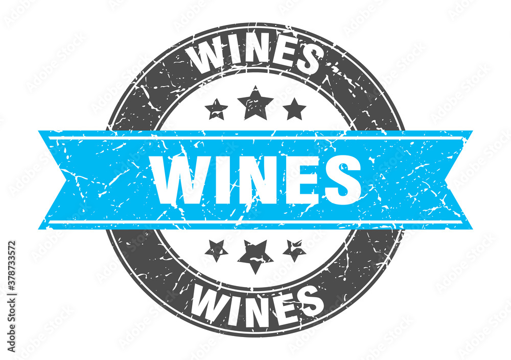 Fototapeta premium wines round stamp with ribbon. label sign
