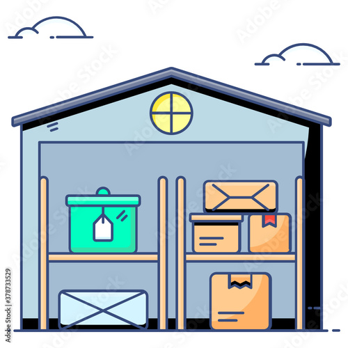 
Warehouse racks vector, inventory inside storeroom 
