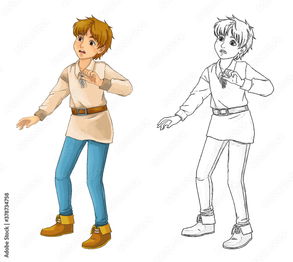 cartoon scene with boy farmer rancher illustration cartoon scene with boy farmer rancher illustration
