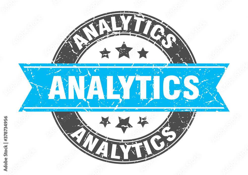 Obraz premium analytics round stamp with ribbon. label sign