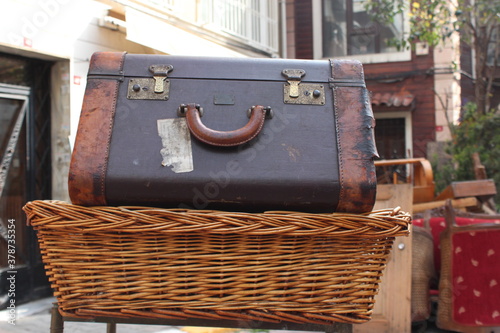 old suitcase in the street