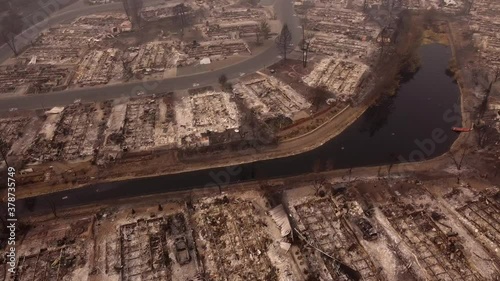 Aerial View Drone Shot Flyover Almeda Wildfire Southern Oregon Talent Phoenix Destroys Mobile Home Park photo