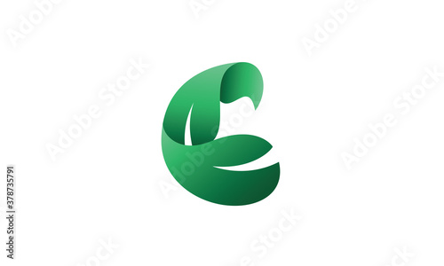Natural Strength Logo. Creative logo featuring green leaves forming biceps pose.