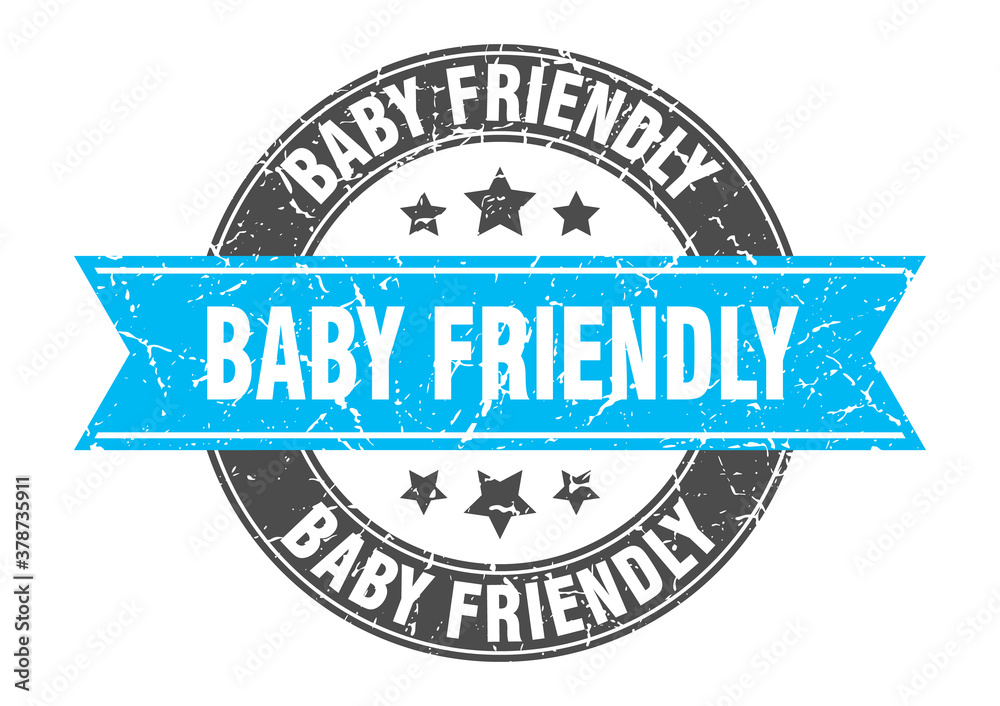 baby friendly round stamp with ribbon. label sign baby friendly round stamp with ribbon. label sign