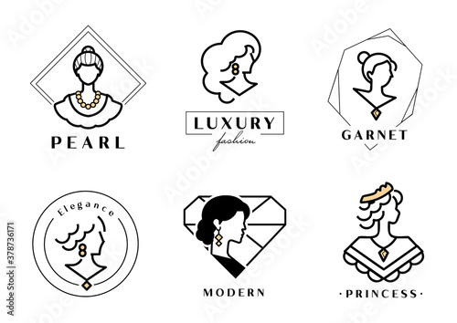 luxury woman logo with jewel
