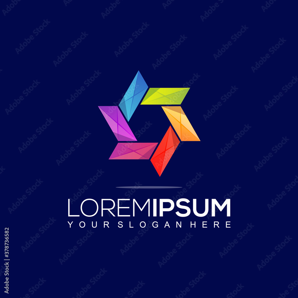 Obraz premium HEXAGON WINDMILL COLORFUL LOGO TEMPLATE