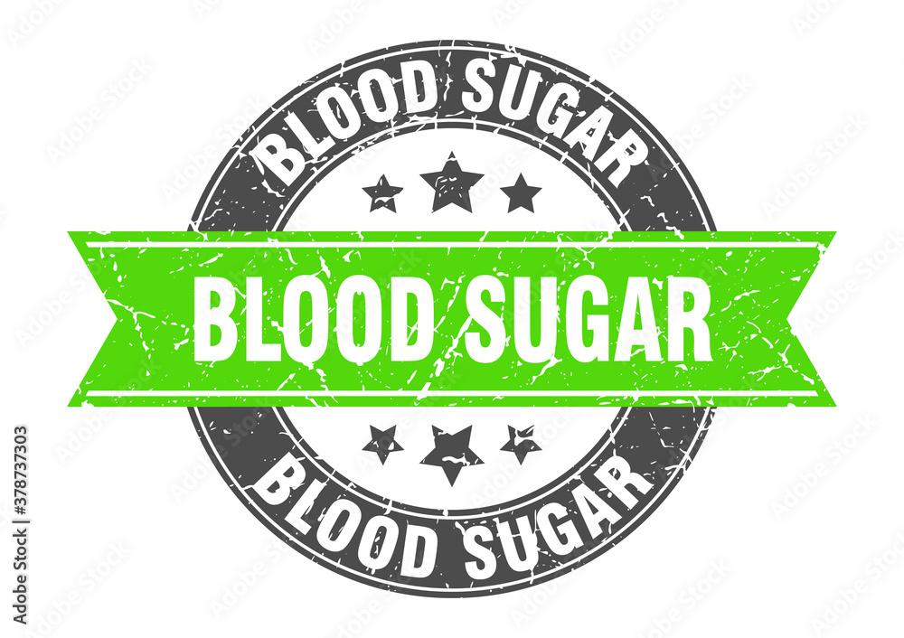 Obraz premium blood sugar round stamp with ribbon. label sign
