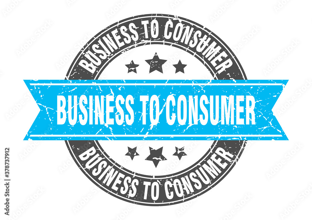 Fototapeta premium business to consumer round stamp with ribbon. label sign