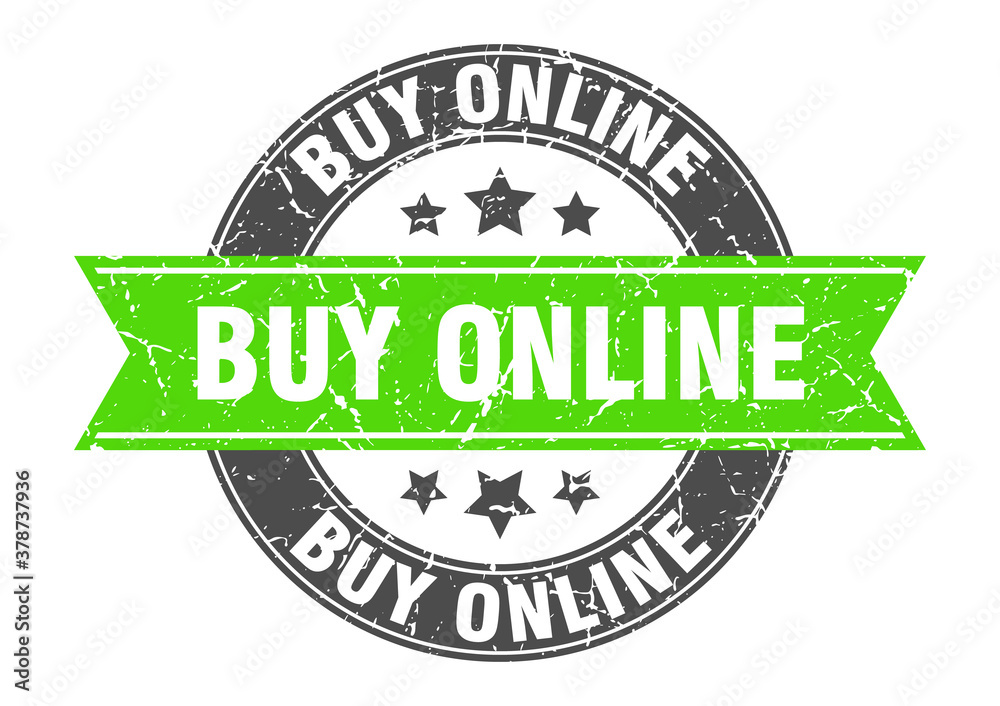 Fototapeta premium buy online round stamp with ribbon. label sign