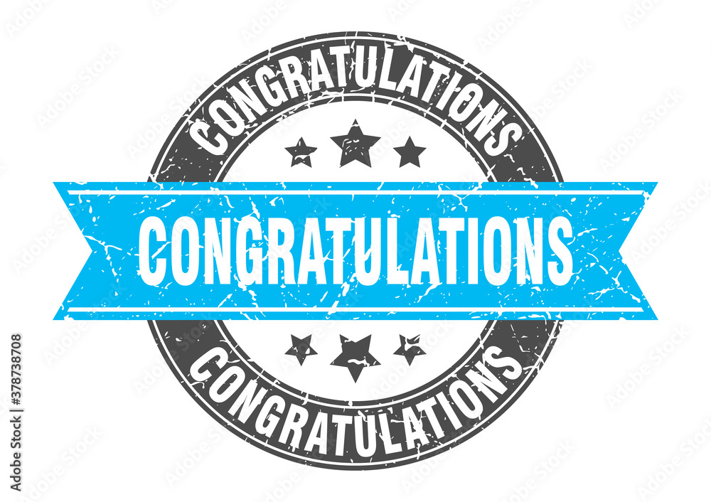 congratulations round stamp with ribbon. label sign congratulations round stamp with ribbon. label sign