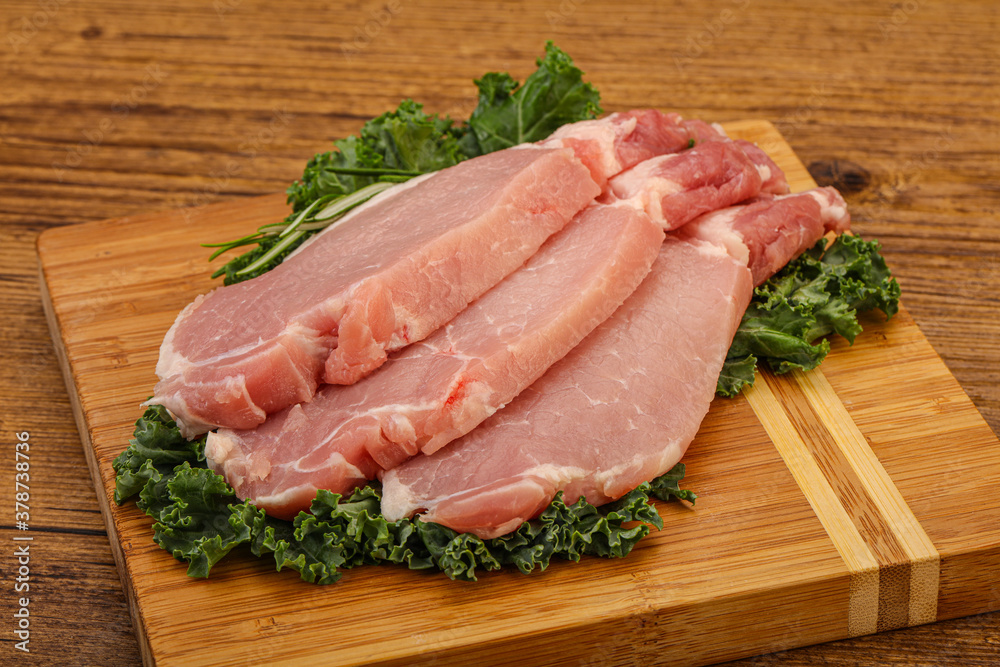 Raw pork steak for cooking