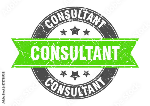 consultant round stamp with ribbon. label sign