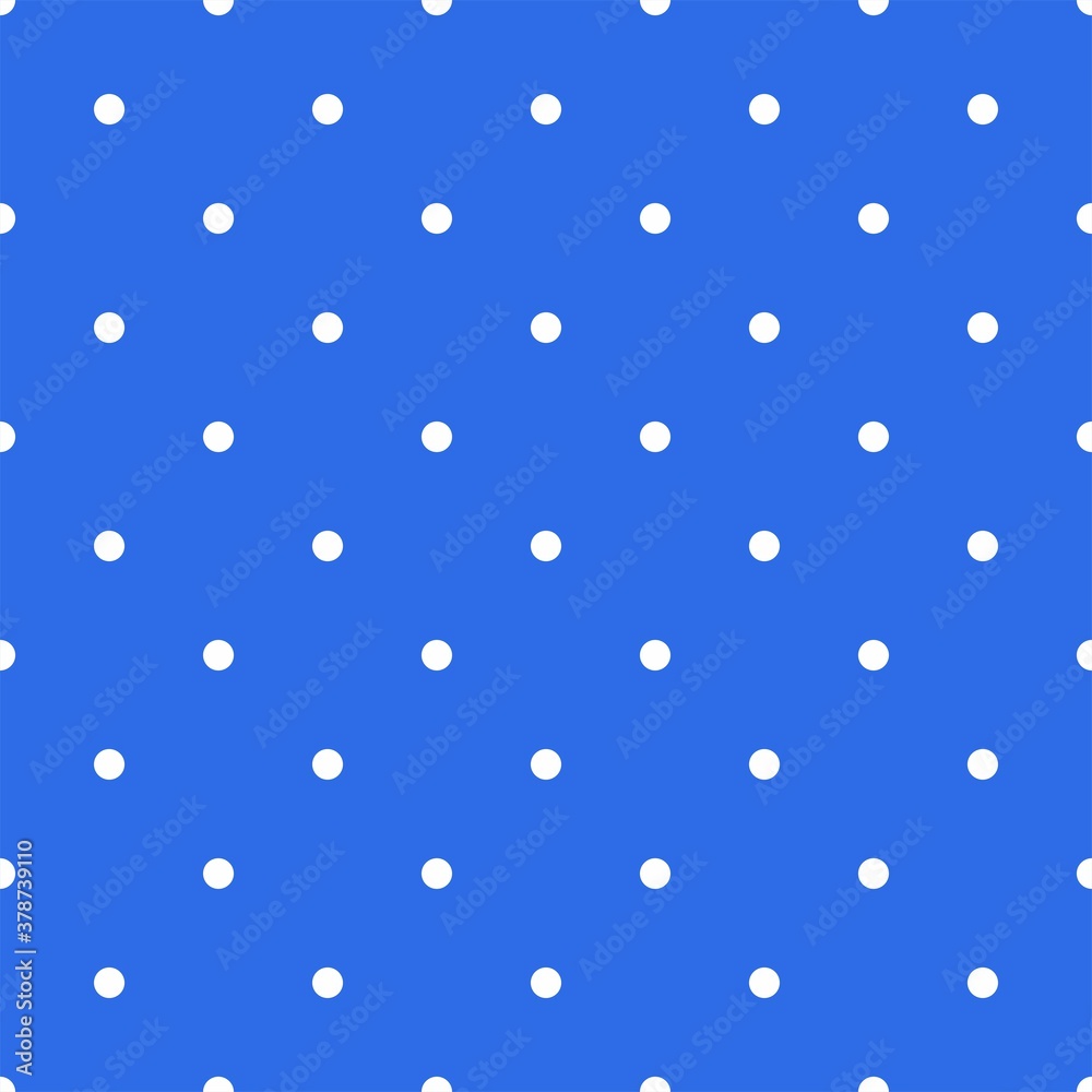Seamless vector pattern with white polka dots on a retro pastel baby blue background
