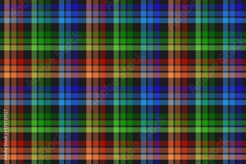 Modern neon rgb tartan traditional clan ornament repeatable pattern, textile texture from plaid, tablecloths, shirts, clothes, dresses, bedding, blankets. editable vector illustration