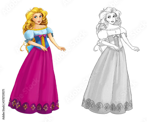 cartoon sketch scene with princess illustration
