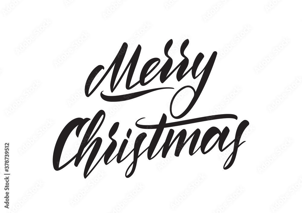 Handwritten elegant classic brush lettering of Merry Christmas isolated on white background. Handwritten elegant classic brush lettering of Merry Christmas isolated on white background.