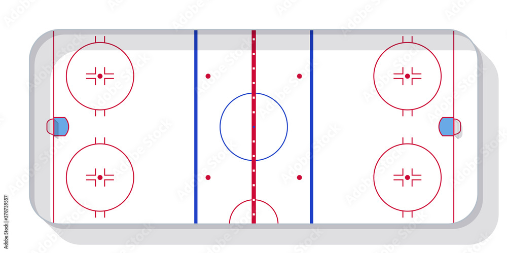 Naklejka premium Ice Hockey rink with goals. Top view.