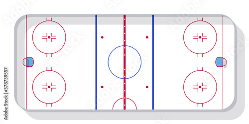 Ice Hockey rink with goals. Top view.