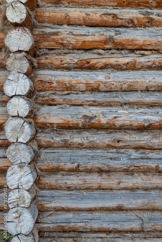 Wall of old logs for background Wall of old logs for background