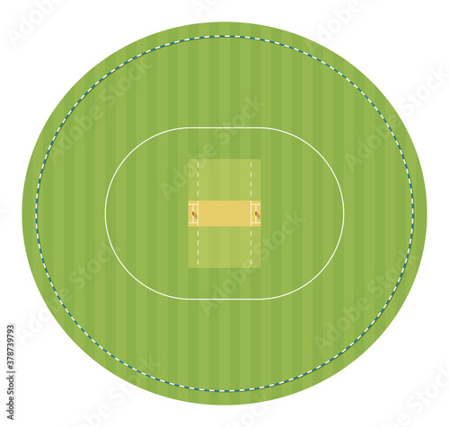Cricket field with stumps. Top view.	