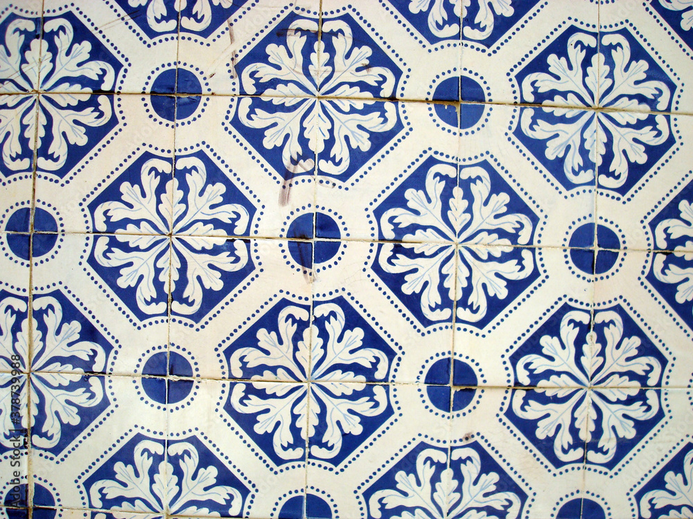 Azulejos de Lisboa - padrão em azul e branco