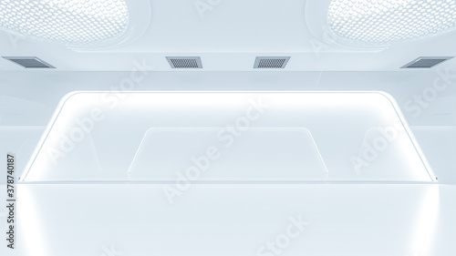 Scientific laboratory or empty white room. Technology background and science concept. 3D Render.