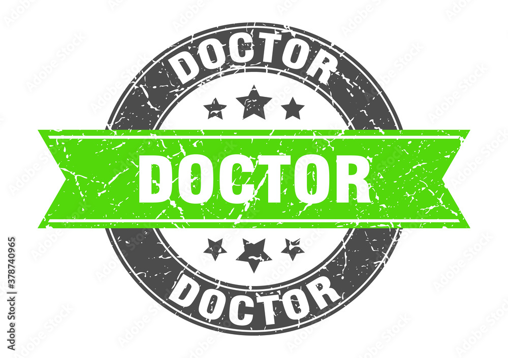 Fototapeta premium doctor round stamp with ribbon. label sign
