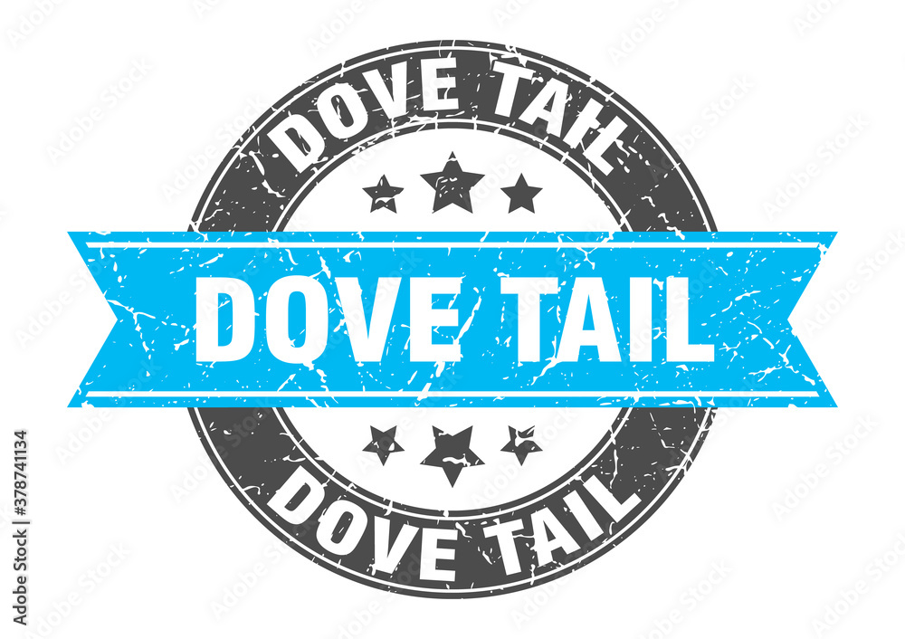 dove tail round stamp with ribbon. label sign