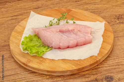 Raw turkey breast steak for cooking