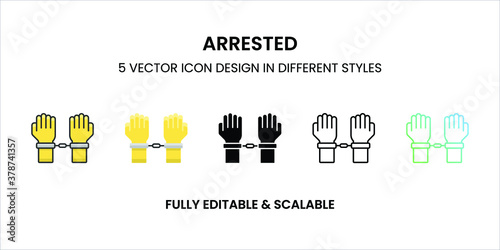 Valokuvatapetti Arrested vector icon in colored outline, flat, glyph, line and gradient
