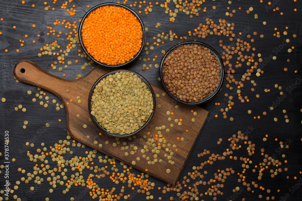 Round lentil heap in studio Round lentil heap in studio
