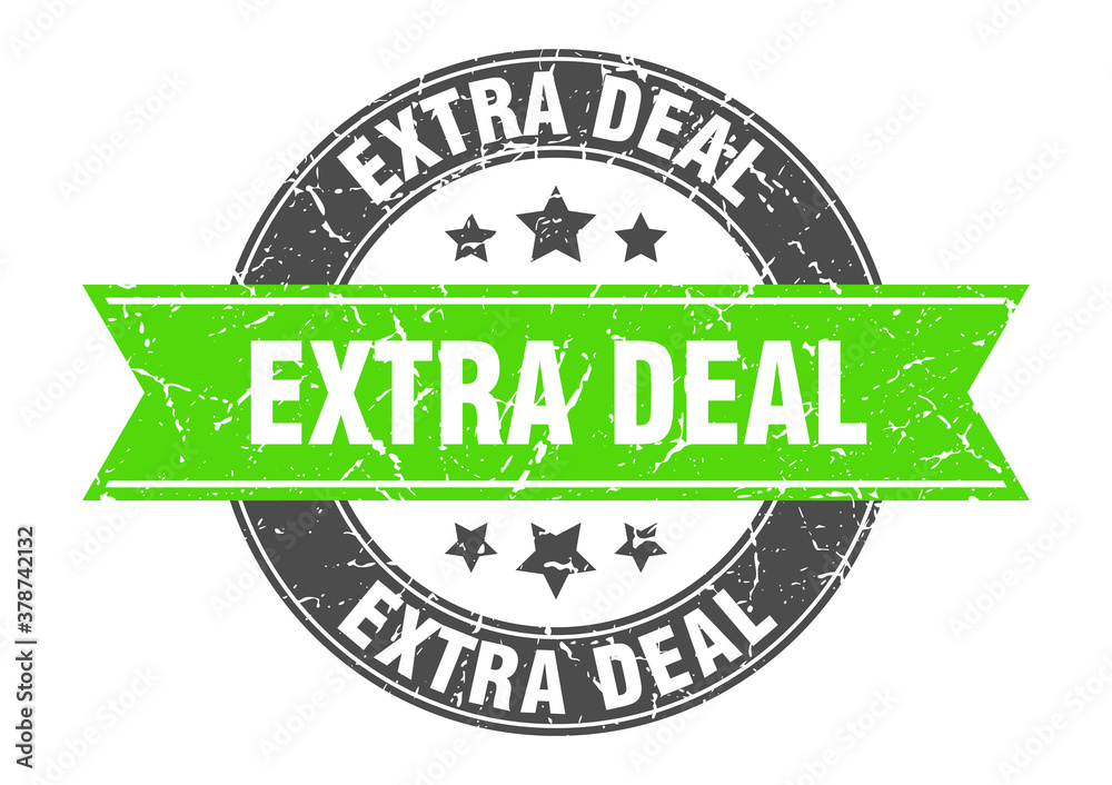 Fototapeta premium extra deal round stamp with ribbon. label sign