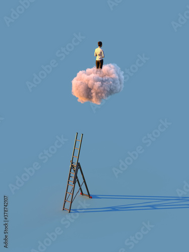 Foto businesswoman travels on cloud