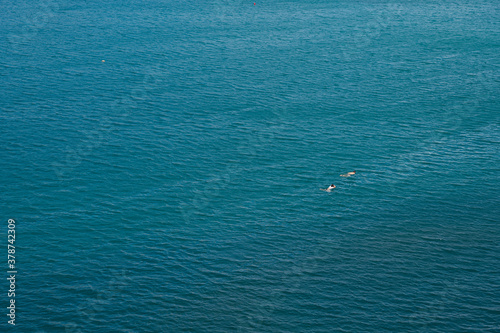 people in the sea, blue sea water background