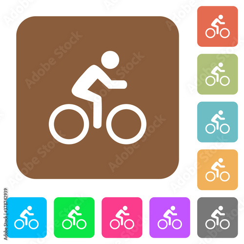 Bicycle with rider rounded square flat icons
