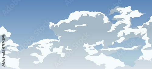 cartoon version of beautiful cloudy blue sky