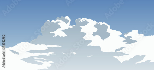 cartoon version of beautiful cloudy blue sky