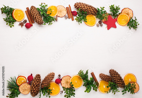 Ecological Christmas holiday concept. Natural Chirsmas decoration without plastic