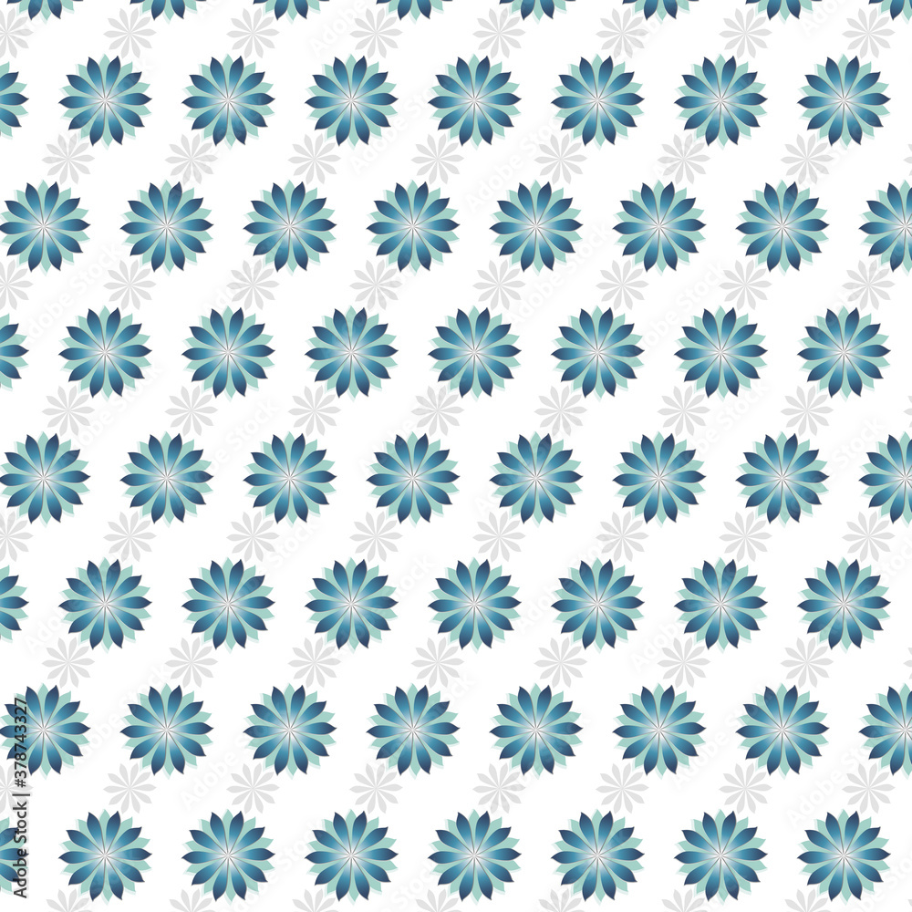 Blue flowers on white background. Seamless pattern vector illustration.