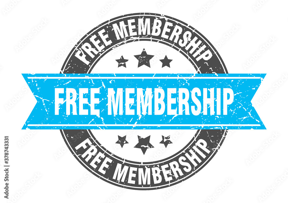 Fototapeta premium free membership round stamp with ribbon. label sign